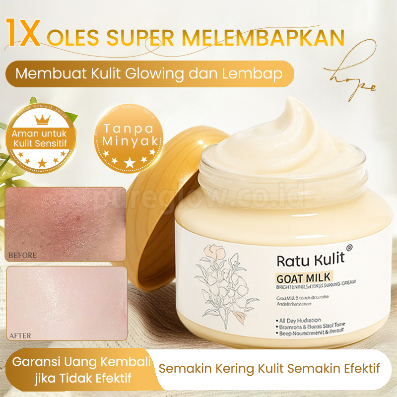 Ratu Kulit Susu Krim Pelembab Wajah Susu Kambing - Anti Penuaan, Mencerahkan Kulit Kering dan Kusam 