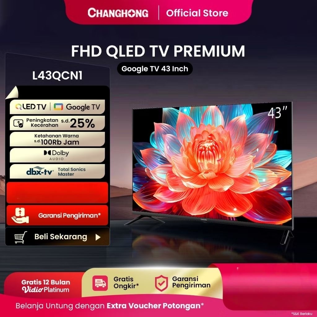QLED TV Changhong L43QCN1 FHD Google Smart TV 43 inch