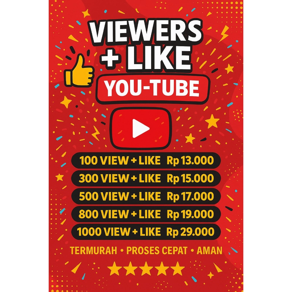 DISKON Paket View Likes Youtube 1000 View Like Permanen Non Drop Organik  Promo Viewer Like YouTube 