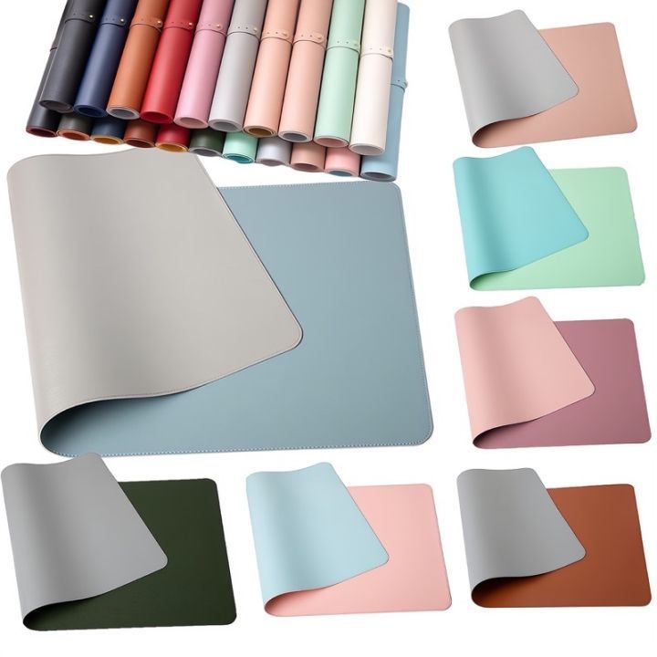Side PU Leather Desk Pad, Waterproof Mouse Keyboard Pad Portable Large mouse pad