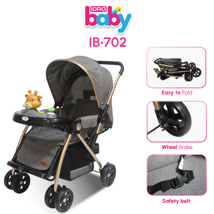 BABY STROLLER BAYI BY IORA//KERETA SORONG BAYI BISA DUDUK,SANDARAN DAN REBAHAN//PMB IORA IB-702