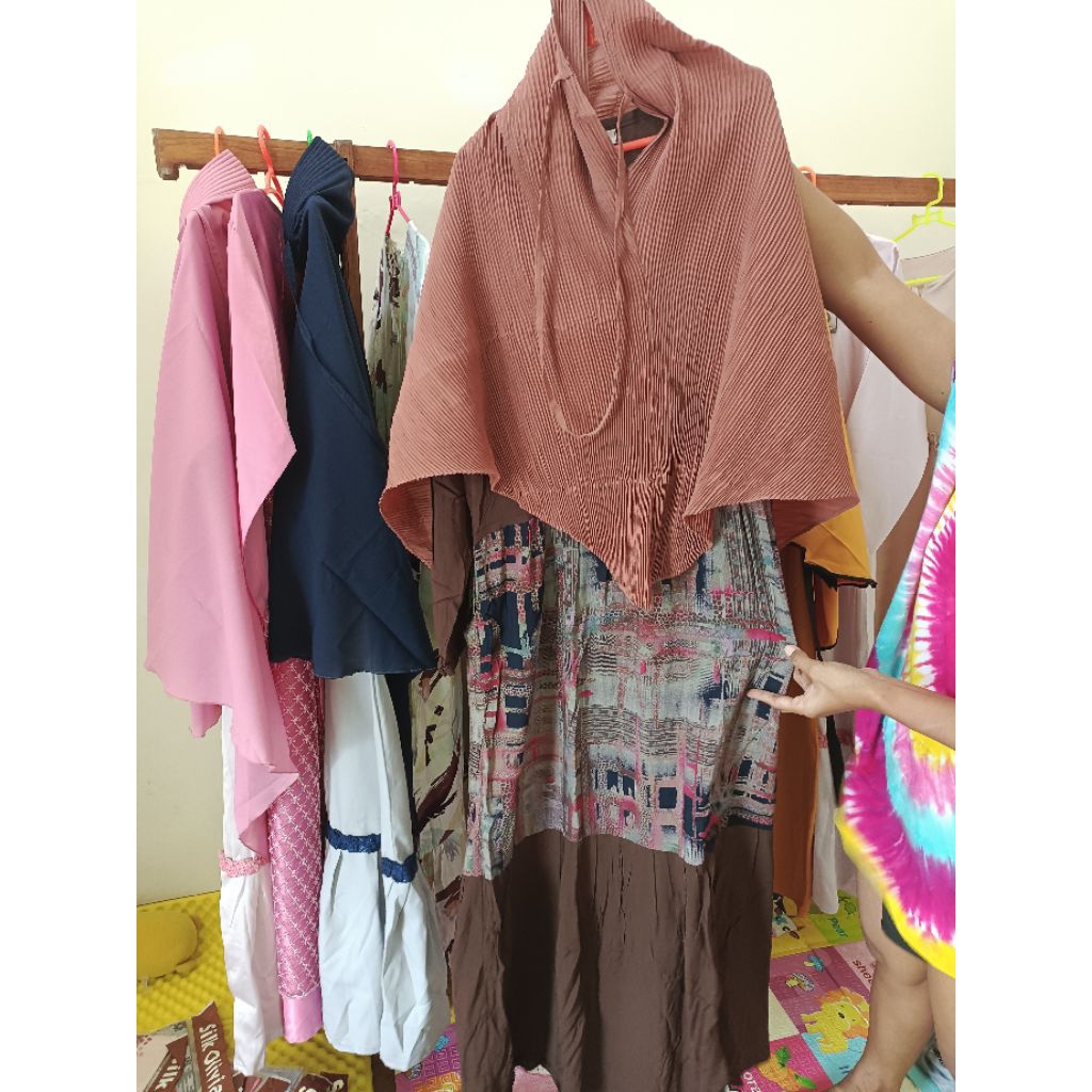 baju set gamis syar'i gamis set kerudung gamis muslim