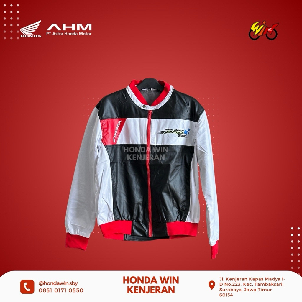 Jaket Sepeda Motor Beat Pop Honda ASLI hitam putih