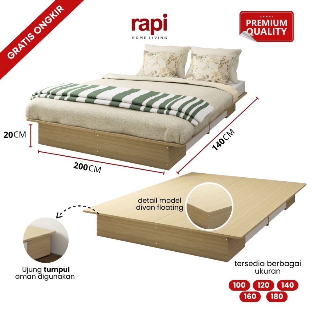 RAPI - CAMILLE BD140 Dipan / Ranjang / Tempat Tidur dengan Laci Penyimpanan / Divan 140 / Dipan Laci