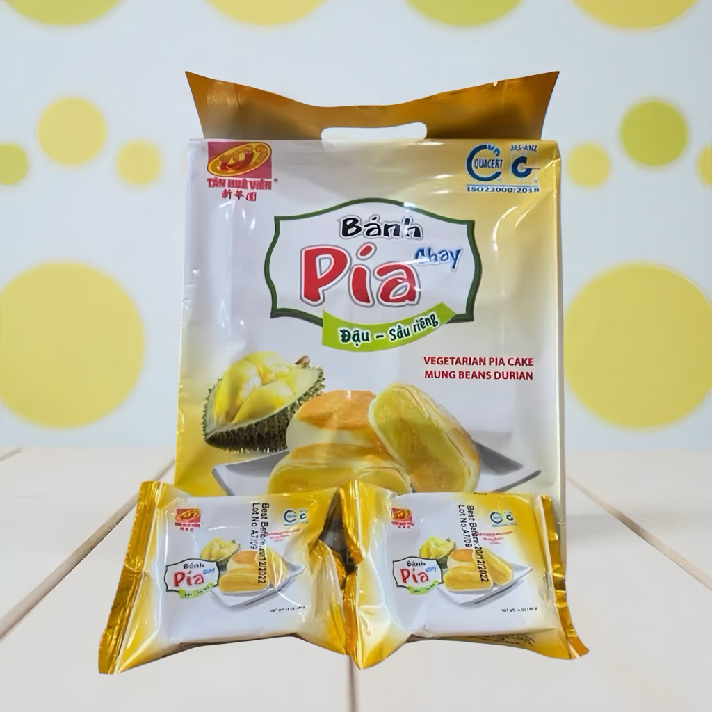 Kue Pia Vietnam Vegetarian Mung Beans Durian - Banh Pia Mung Beans Durian 480gram | Pack