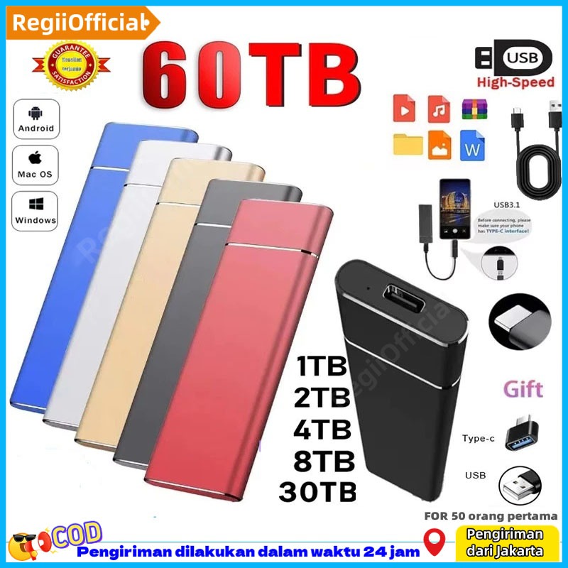 Original SSD Laptop Portable SSD External SSD Eksternal 2TB SSD Eksternal dengan Kapasitas 4TB USB