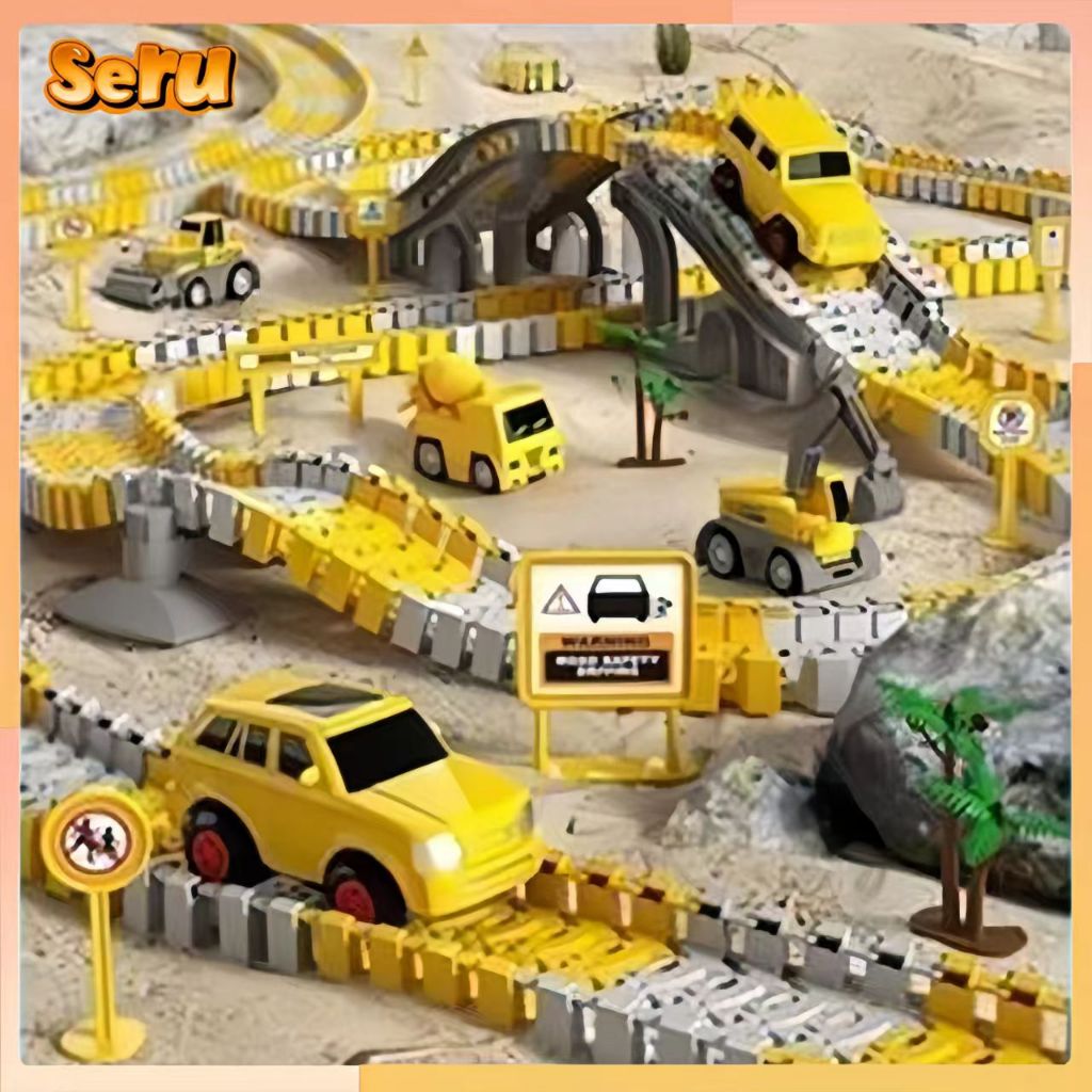 SERU Mainan anak-anak gratis penyambungan mobil trek trek manual serbaguna perakitan rel kereta api