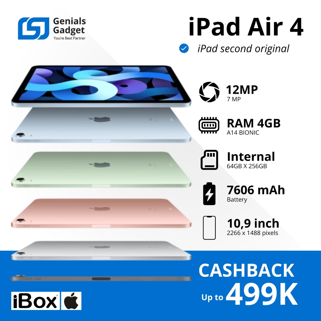 GG APPLEE iPad Air 4 10.9 inch  Wifi |  64gb 256 Original Second like new Ipad Air 4