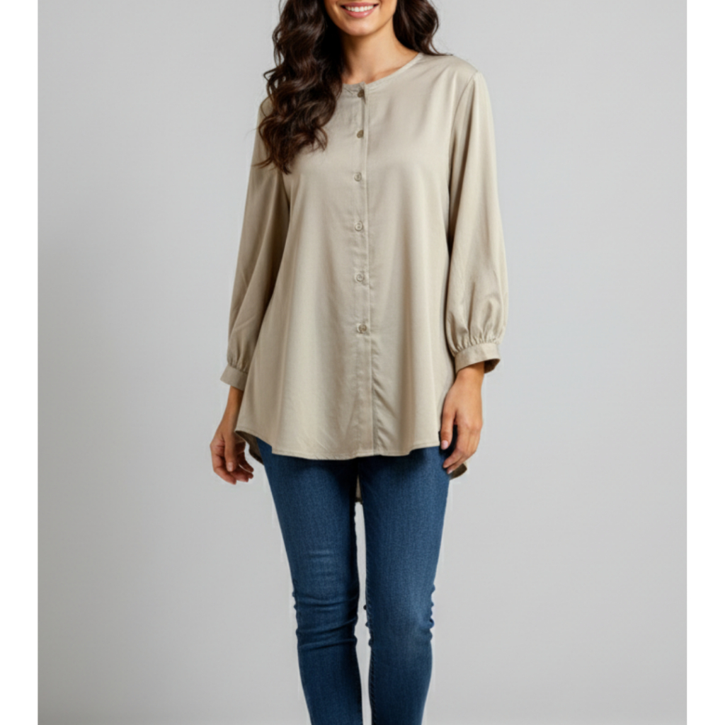 Cardinal Baju Cream Wanita Polos | Kemeja Wanita Cream