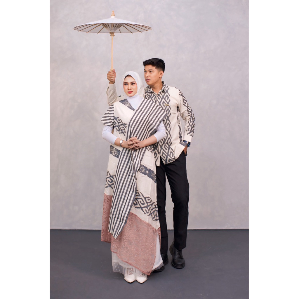 KIMONIK BAJU TENUN COUPLE LARAS DRESS DAN KEMEJA