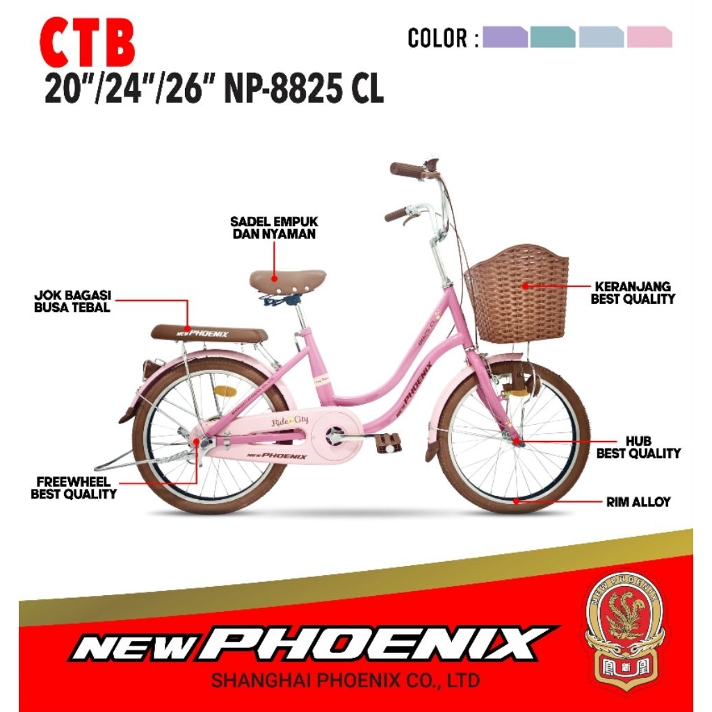 sepeda anak perempuan new Phoenix 8825 CL 20 inch keranjang