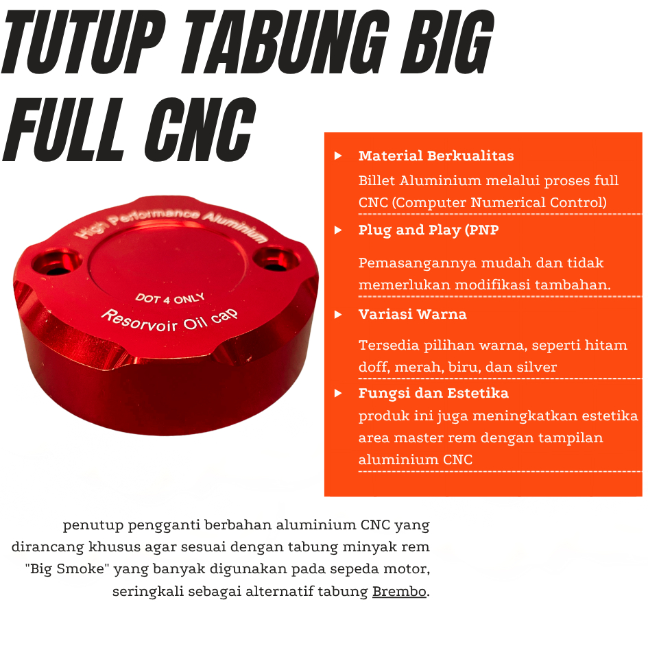 TUTUP TABUNG MINYAK REM BIG RESEVIOR OIL CNC TUTUP TABUNG MINYAK REM BIG TUTUP TABUNG BIG BREMBO