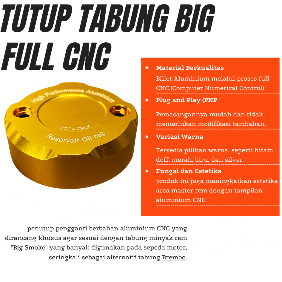 TUTUP TABUNG MINYAK REM BIG RESEVIOR OIL CNC TUTUP TABUNG MINYAK REM BIG TUTUP TABUNG BIG BREMBO