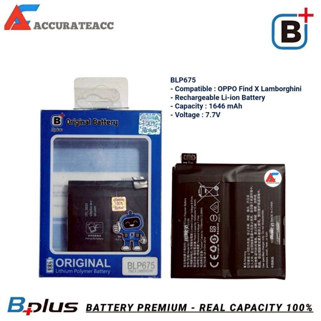 Baterai BPLUS OPPO F7 Youth / A3S / A5S / A7 / A12 / A31 / A11K / Find X Lamborghini / R17 Pro / RX1