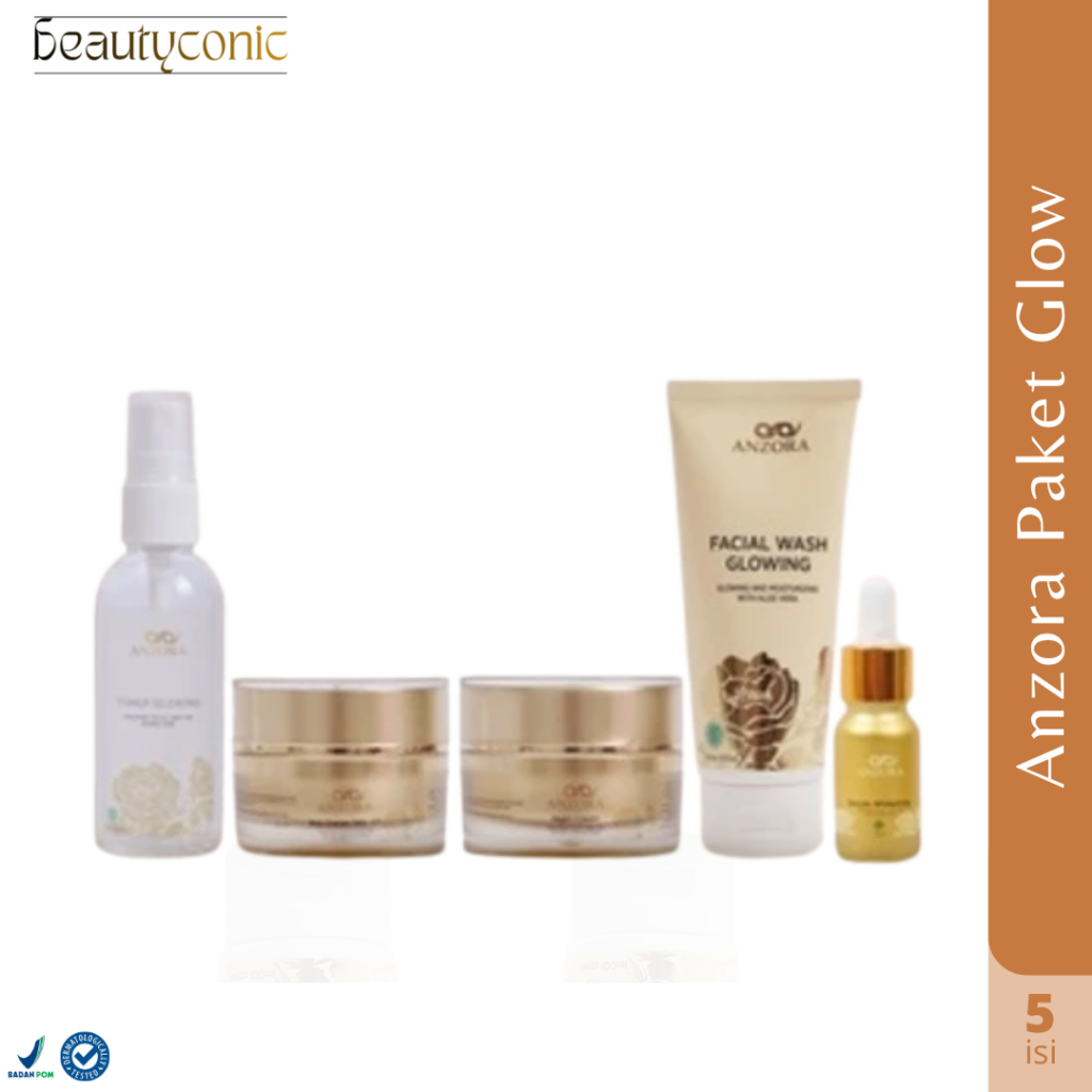 Anzora Glow Series Paket Cream Pencerah Glowing Skincare Kulit Anti Kusam Flek Kering