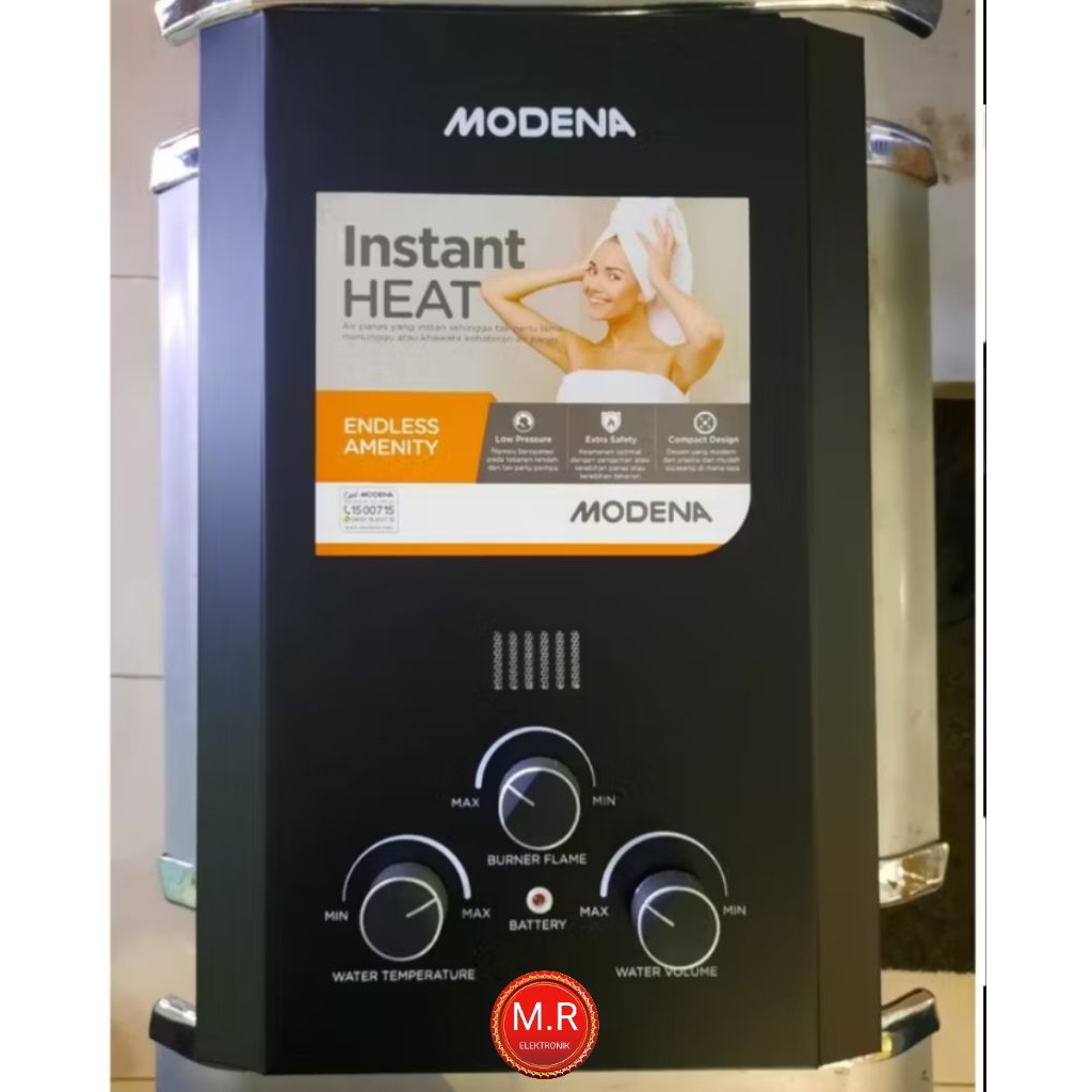 WATER HEATER MODENA GAS 6 LITER GI0631L BLACK