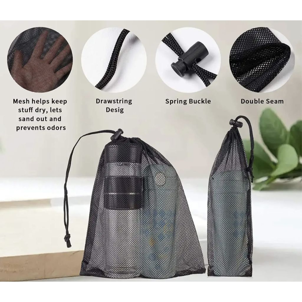 Pouch Jaring Serut Tas Serut Serbaguna Tas Makeup Alat Mandi Mesh Bag