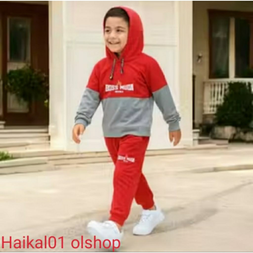 setelan anak laki laki model sweater hoodie motif terbaru kekinian usia 1-6 tahun
