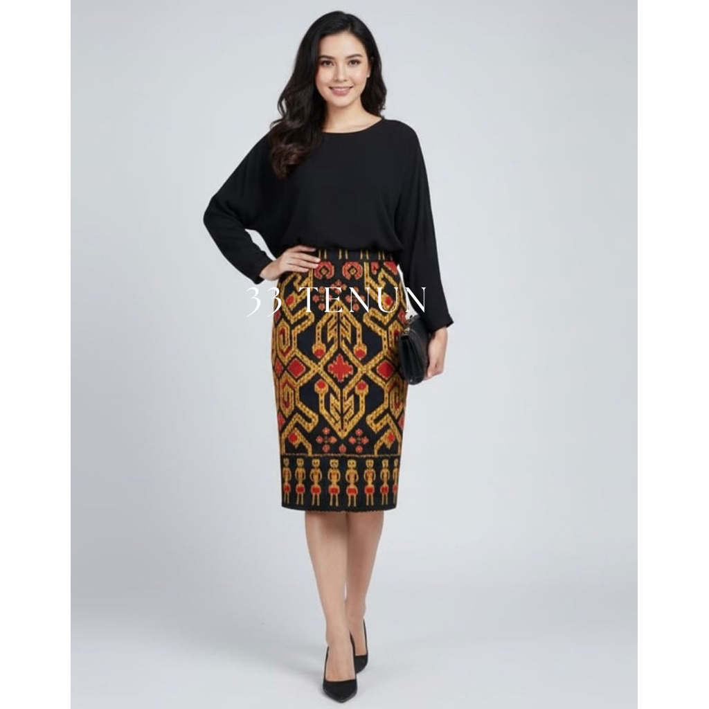 Rok Span Tenun Selutut-Rok Untuk Pergi Ibadah Gereja-Rok Natalan