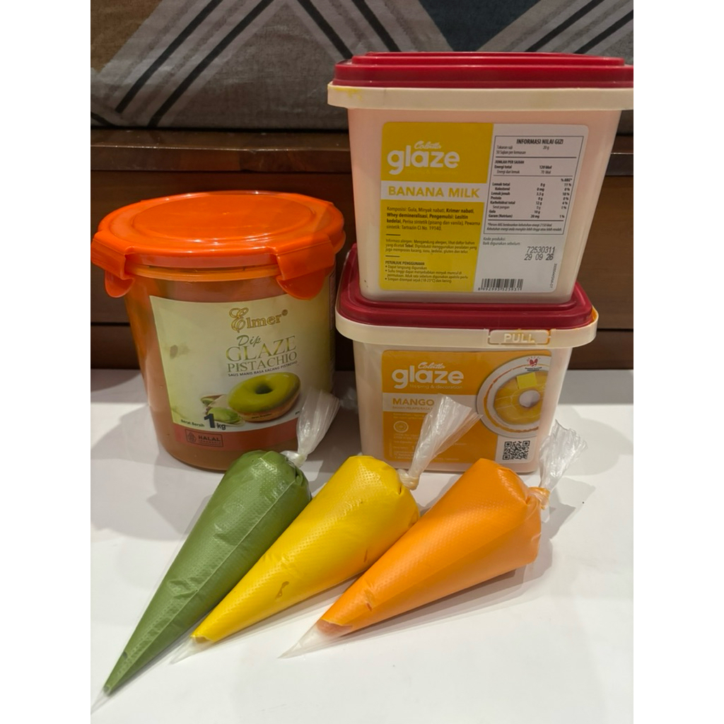 Glaze repack 100gram Colatta Banana, Colatta Mangga, Elmer Pistachio