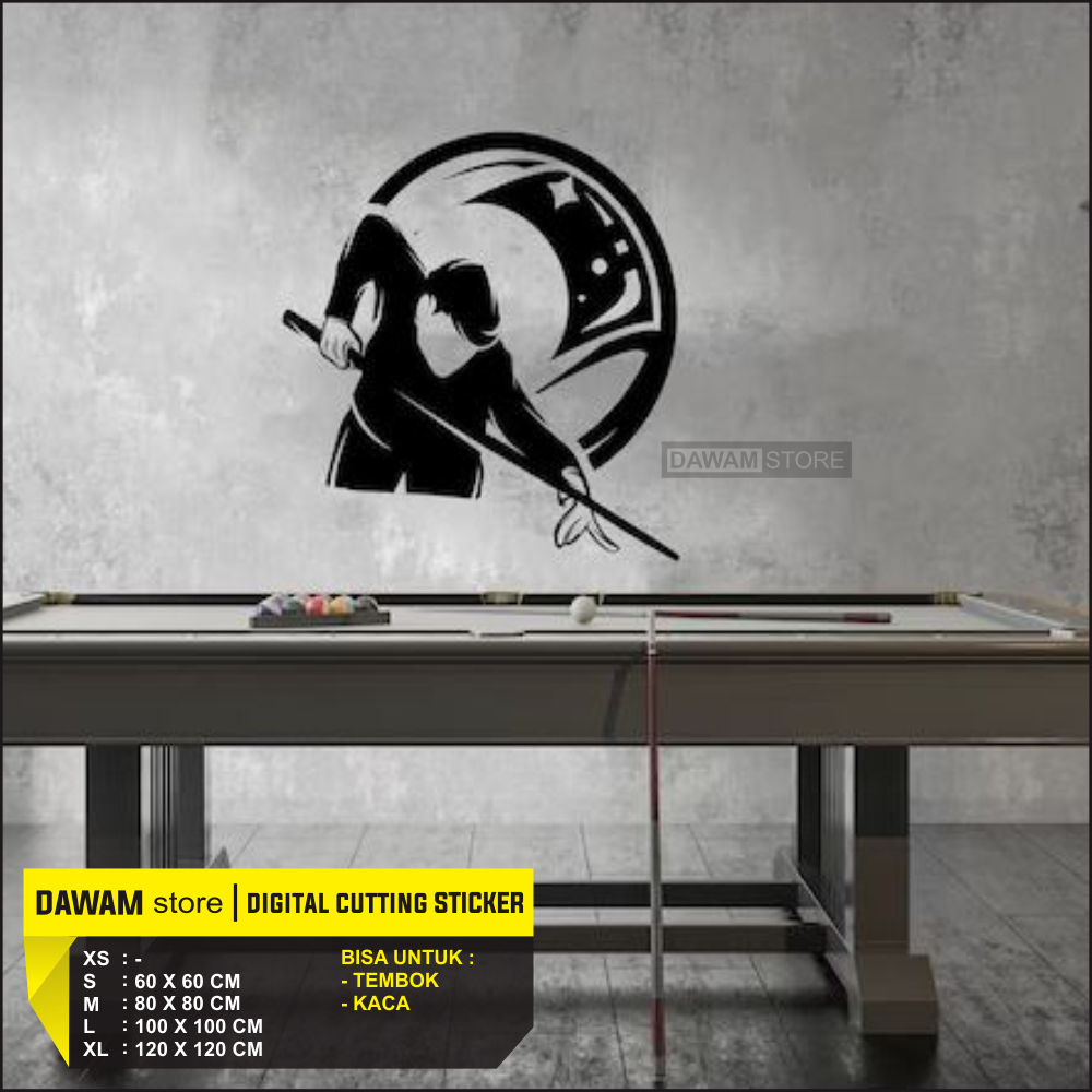 Wallsticker Billiard Dekorasi Dinding Kaca Ruang Biliard Premium