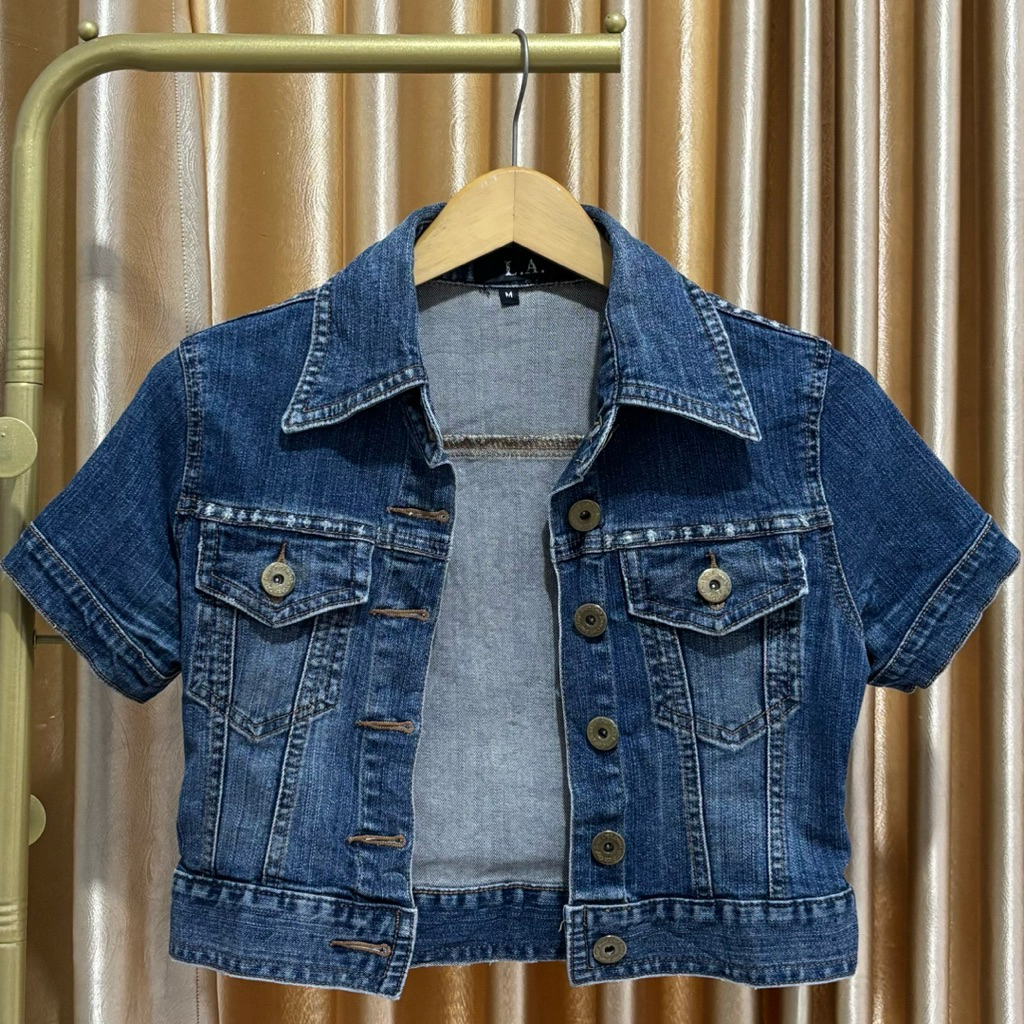 bolero rompi outer blue jeans button wanita pl