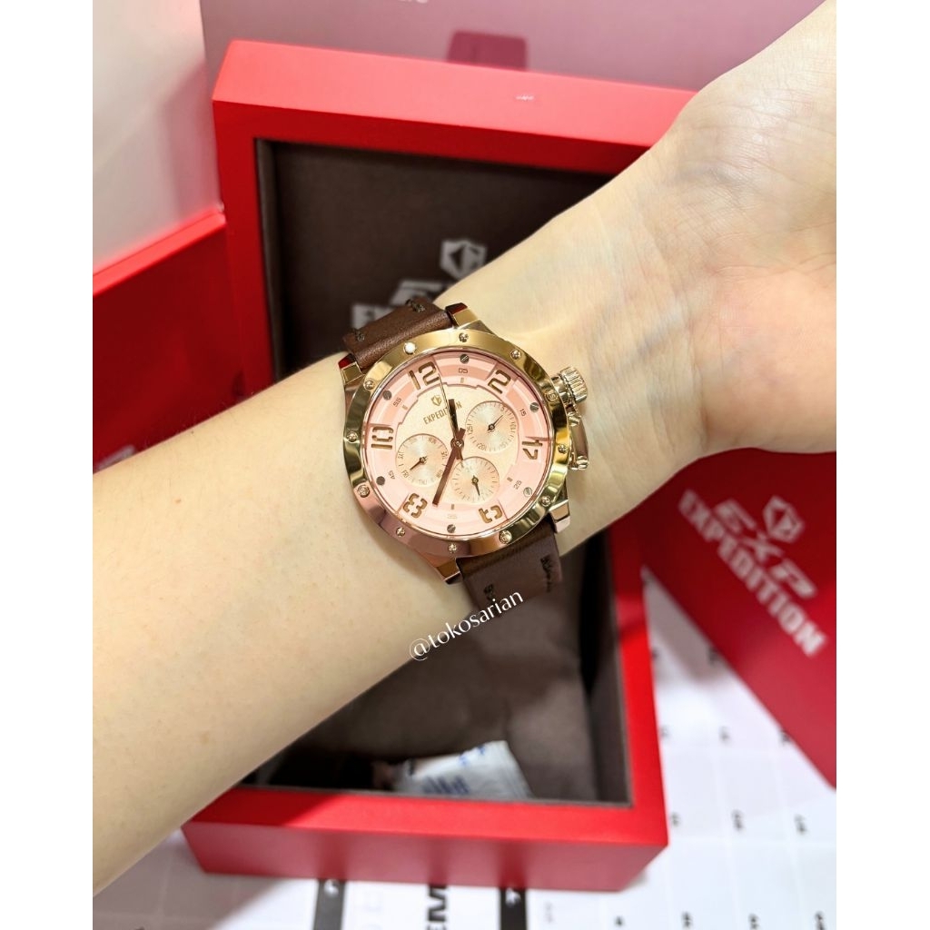 Expedition E6381B Original Bergaransi Jam Tangan Kulit Wanita