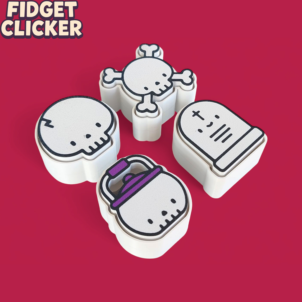 Keychain Fidget Clicker Tengkorak - Gantungan Kunci Mainan Fidget