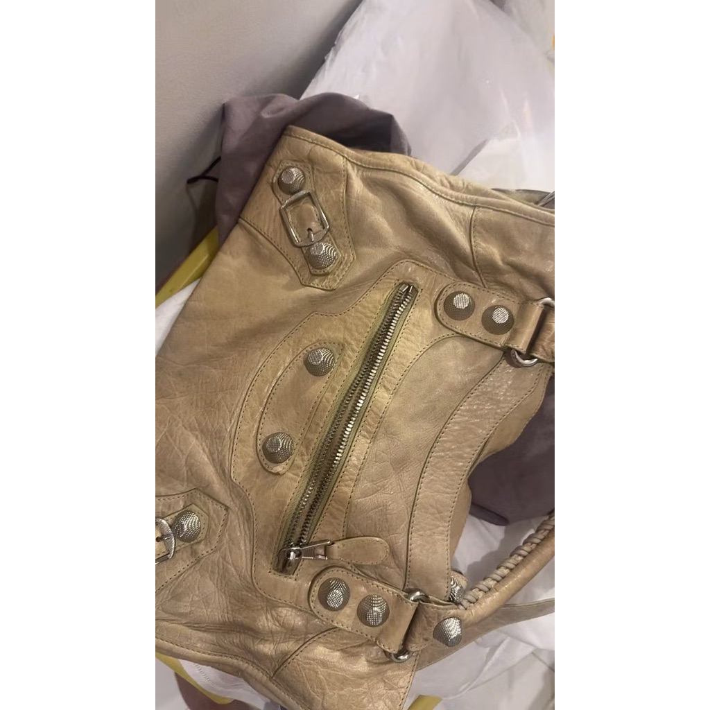 Balenciaga Leather City Bag Beige
