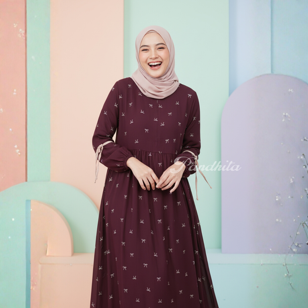 Daster Dress LD 110 Lengan Panjang Gamis Rayon Tebal Tali Samping