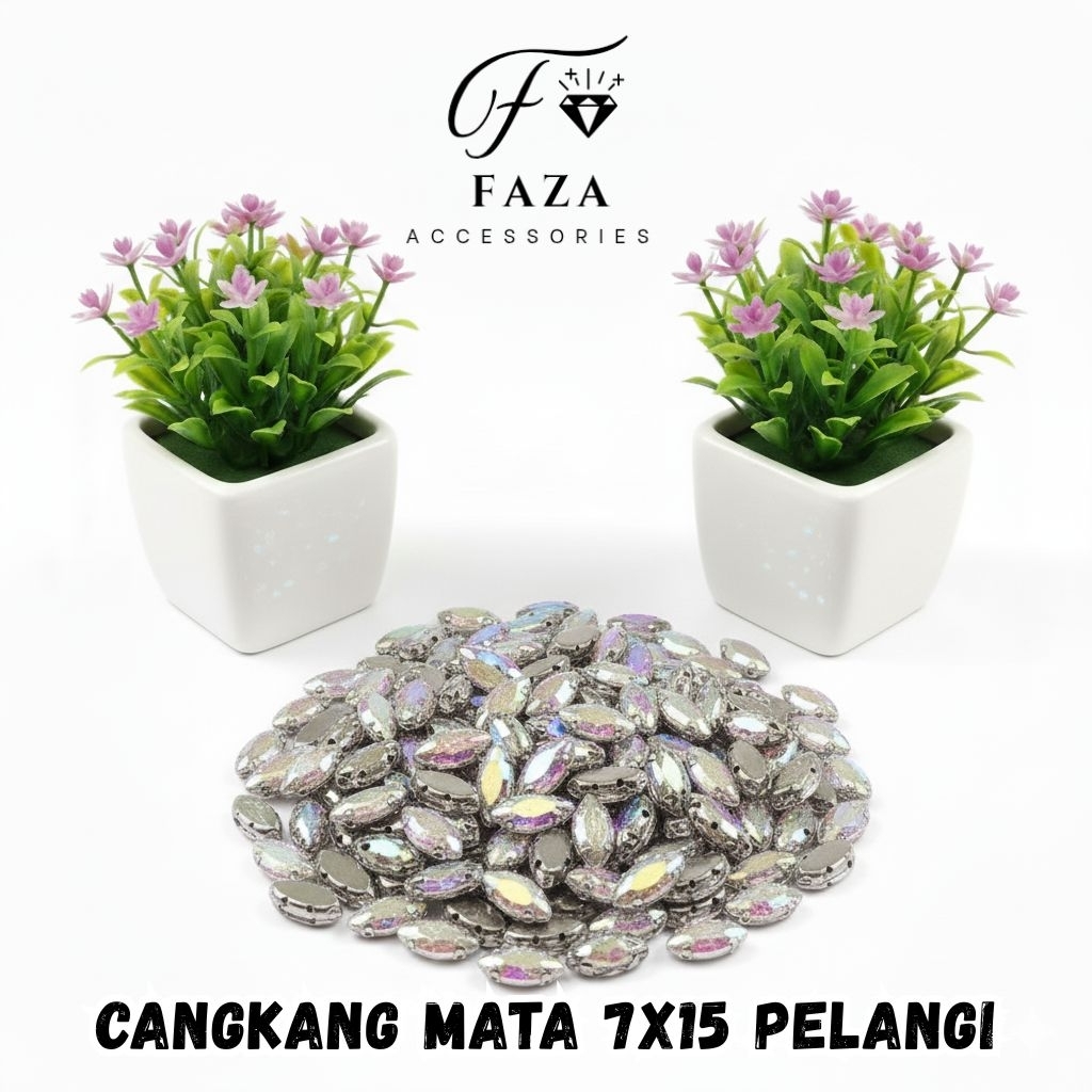[25 Pcs] Diamond Cangkang Mata 7x15 Ab/Pelangi - Payet Payet - Payet Mata Cangkang -Diamond Cangkang