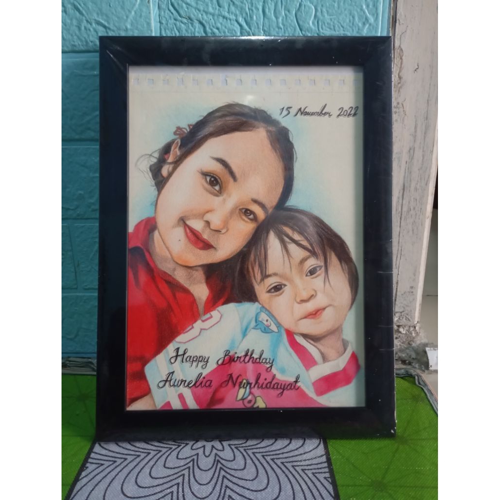 Sketsa wajah lukis pensil warna ukuran A4