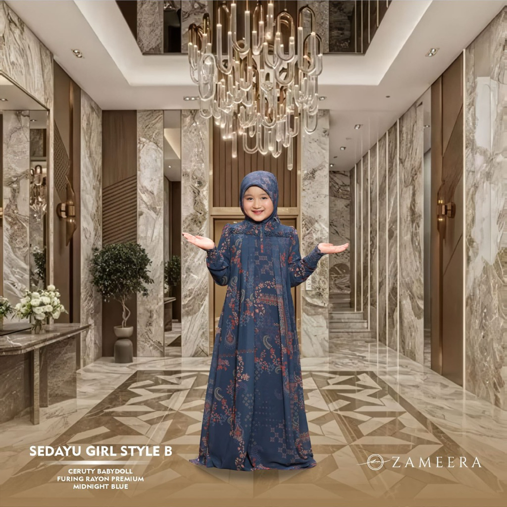 SEDAYU GAMIS ANAK DRESS B BY ZAMEERA (free scarf)