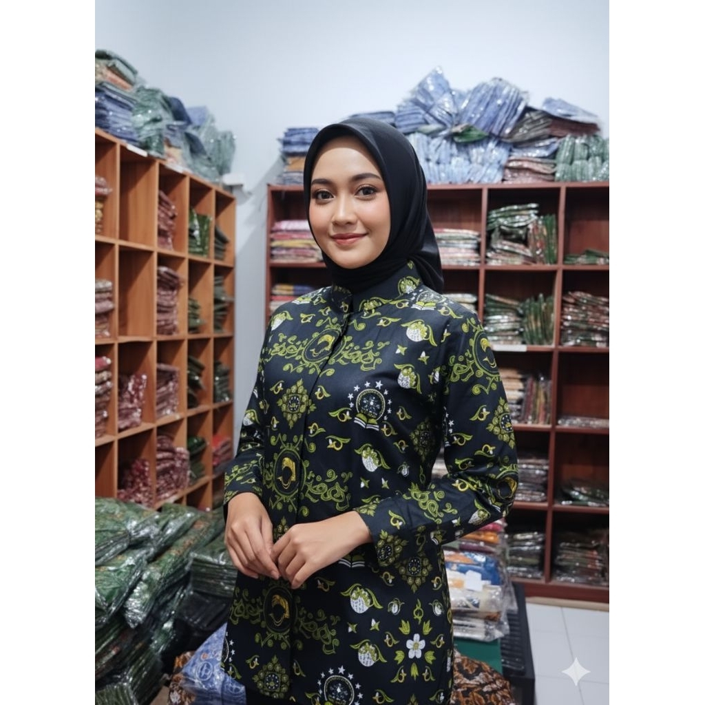 BATIK LP MA'ARIF KEMEJA BLUS LP MA'ARIF SERAGAM MA'ARIF GURU KATUN