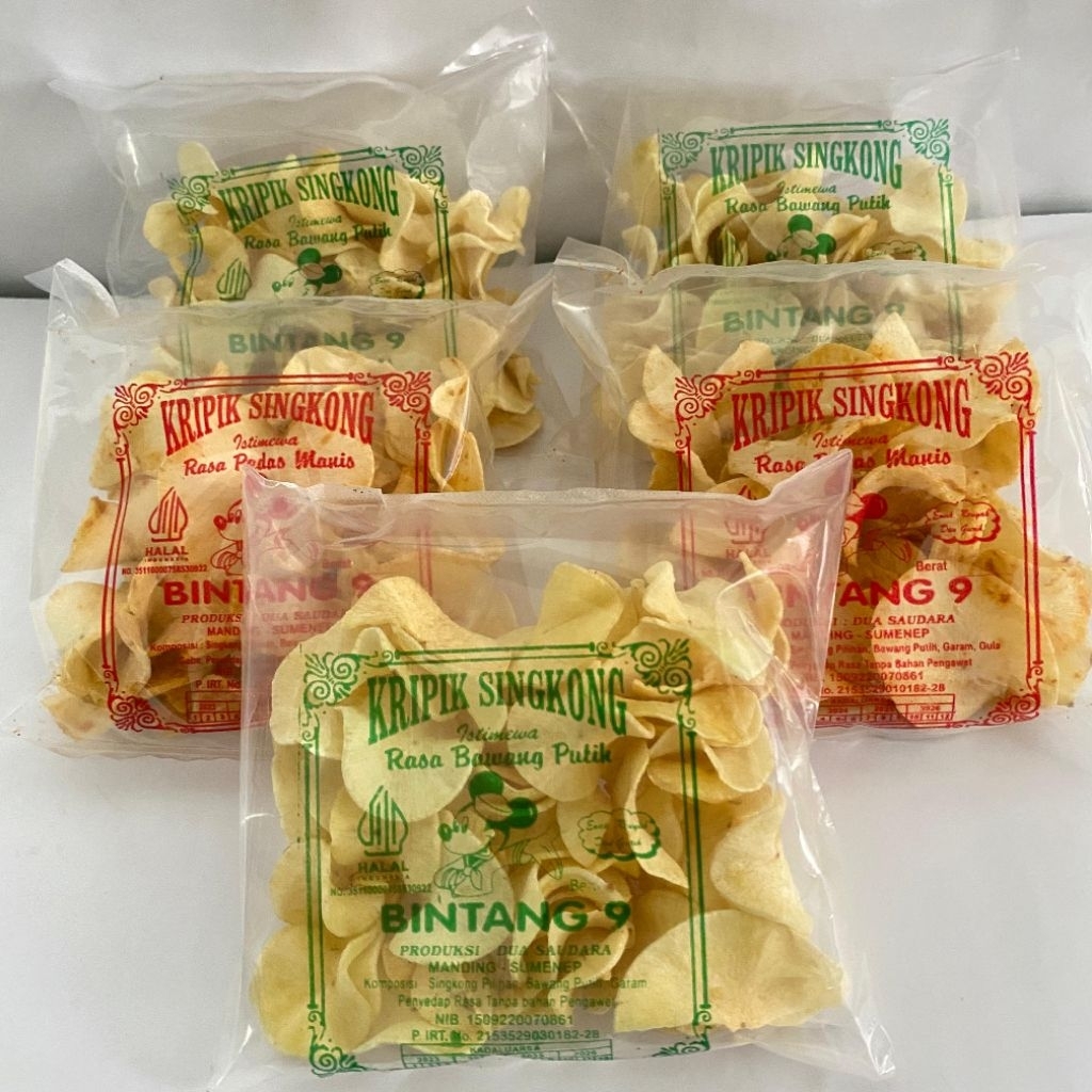 (COD) Keripik Singkong Madura Paket 5pcs - Keripik Singkong Bintang 9 - Keripik Singkong Manding Sum