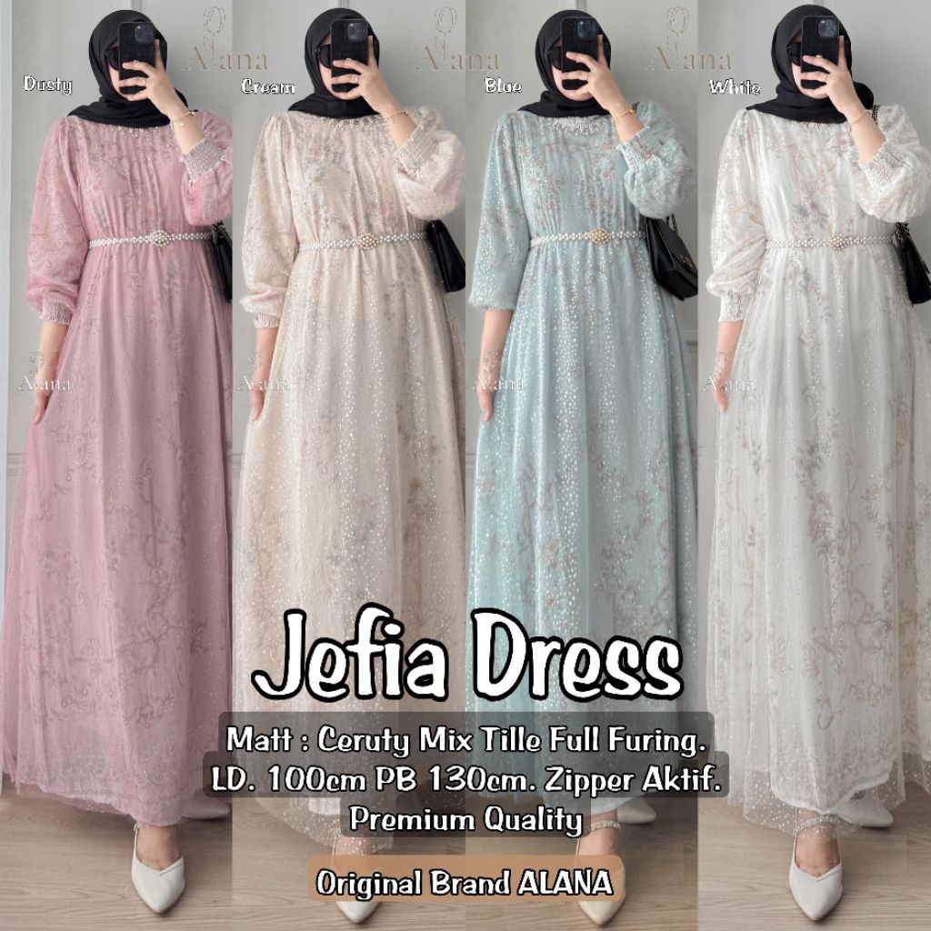 JEFIA ISHANA DRESS GAMIS CERUTI PREMIUM ORI BY ALANA HANA // BAJU GAMIS LEBARAN TERBARU MODIS