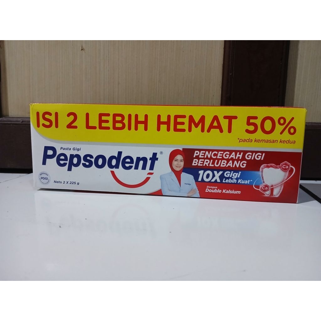 Pasta gigi pepsodent 2x225gr / odol pepsodent isi 2