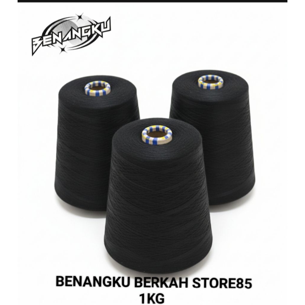 Benang Obras Polyester Hitam 1 Kg / Benang Polyester Obras Hitam 1 Kg ( 1000 Gram )