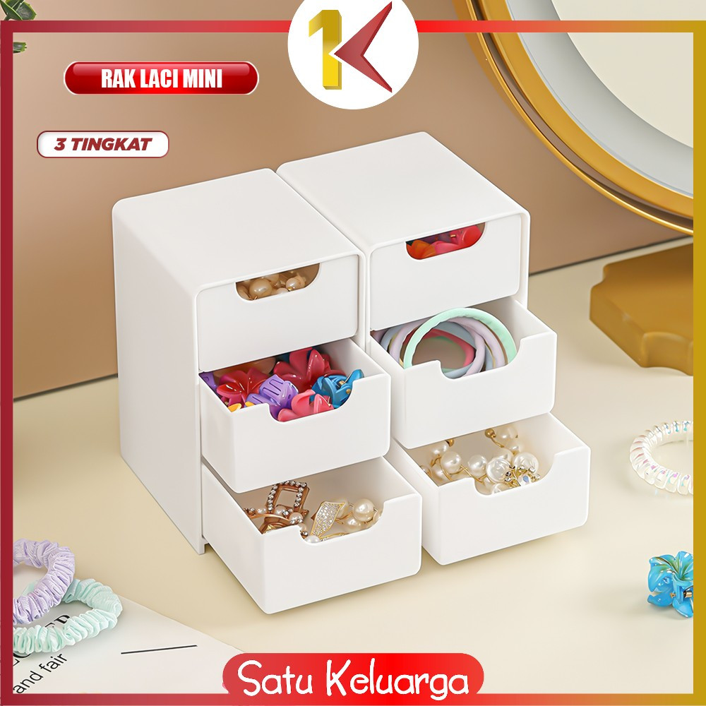 SK-C1398 Rak Laci Susun Mini 3 Tingkat / Tempat Penyimpanan Drawer Storage Box Laci Mini Aesthetic K