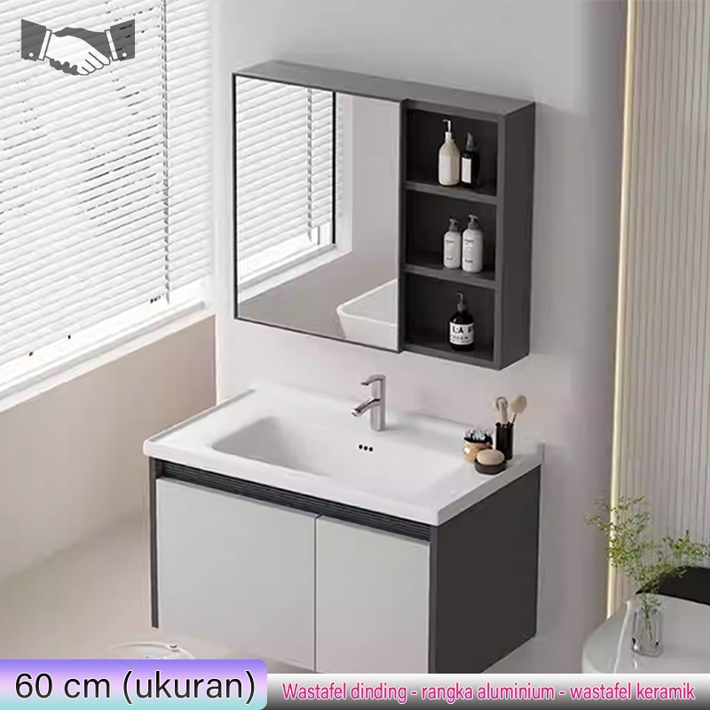 wastafel kamar mandi kecil 60cm wastafel kamar mandi set-kabinet wastafel aluminium-lemari kamar man