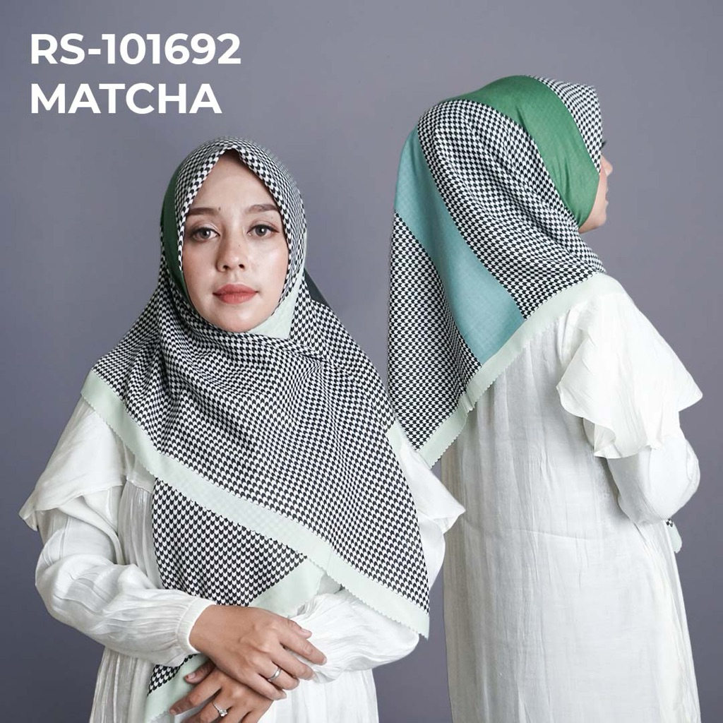 RS-101692 MATCHA Hijab Jilbab Dennay Scarves Voal Motif Segi Empat Basic Laser Cut