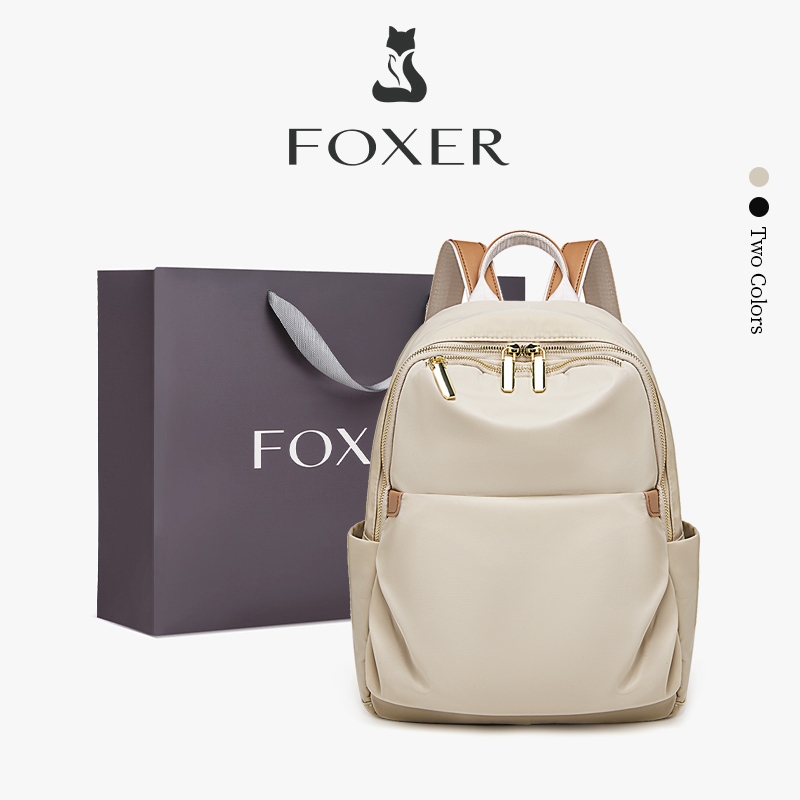 FOXER Tas Ransel Wanita Kapasitas Besar Tas Ransel Kasual Sederhana Tas Ransel Kain