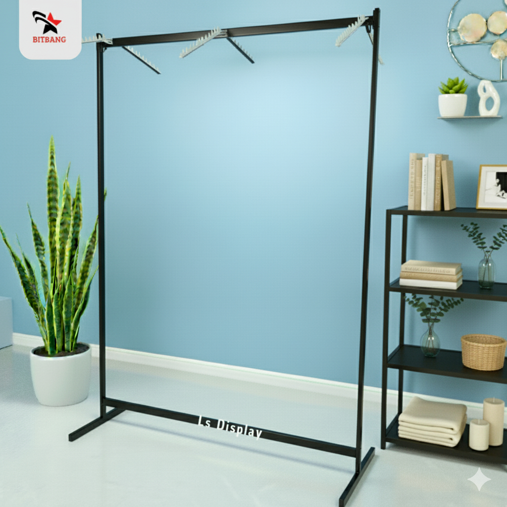 Gawang Baju Kotak Besi Tebal Premium / Rak Display Baju Butik Minimalis Kuat / Hanger Stand Jemuran 