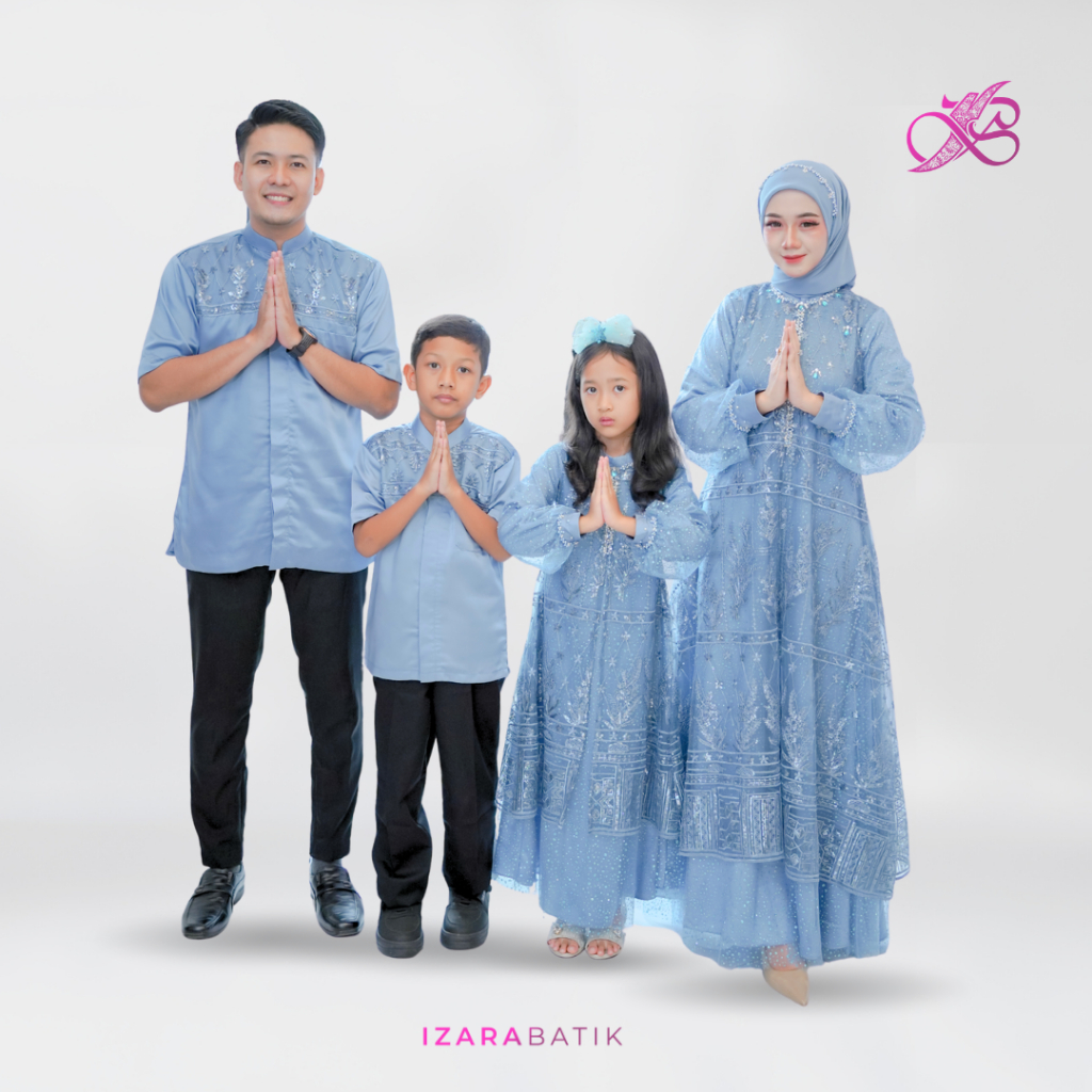 IZARABATIK - Family Set Dress Humaira Series Raya Collection Baju  Couple Sarimbit Lebaran Dress Kok