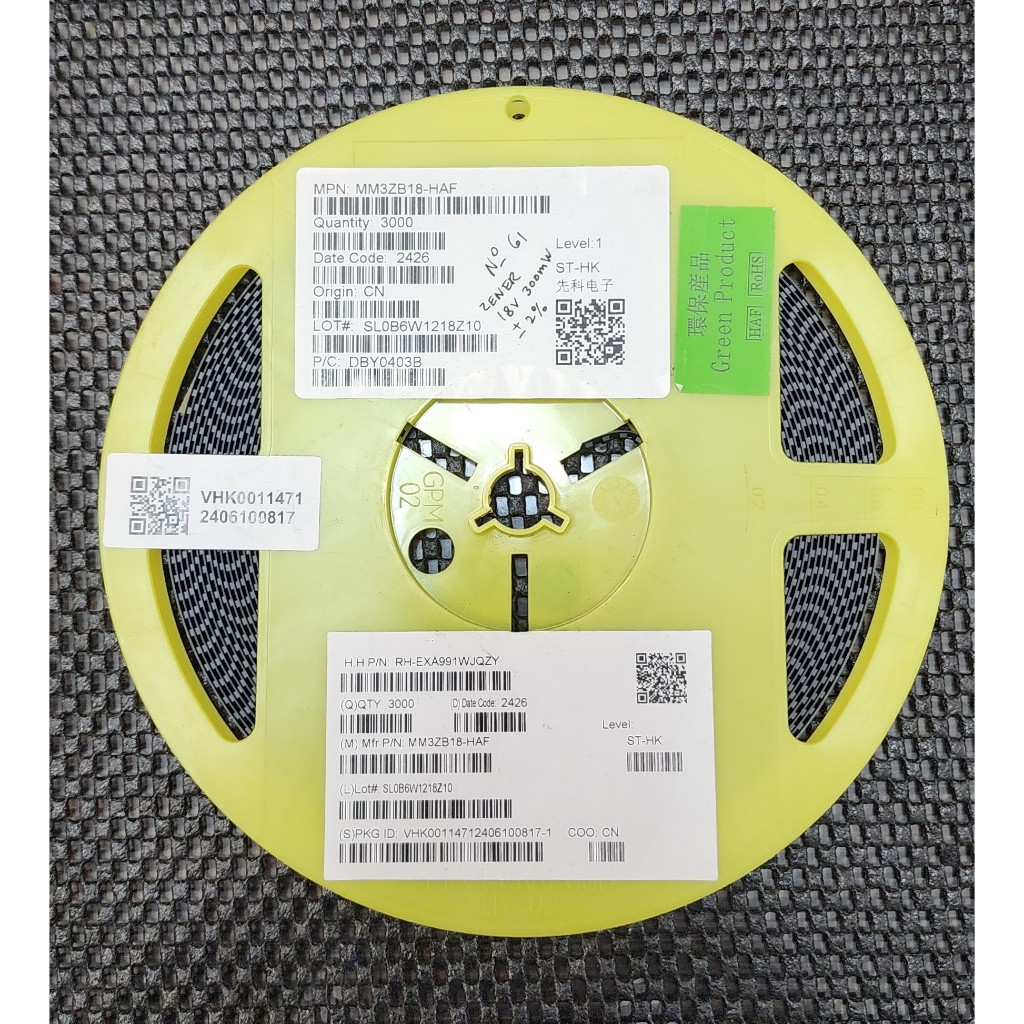 Diode Zener SMD 18V 300mW +-2% MM3ZB18-HAF - Harga per 20 pcs