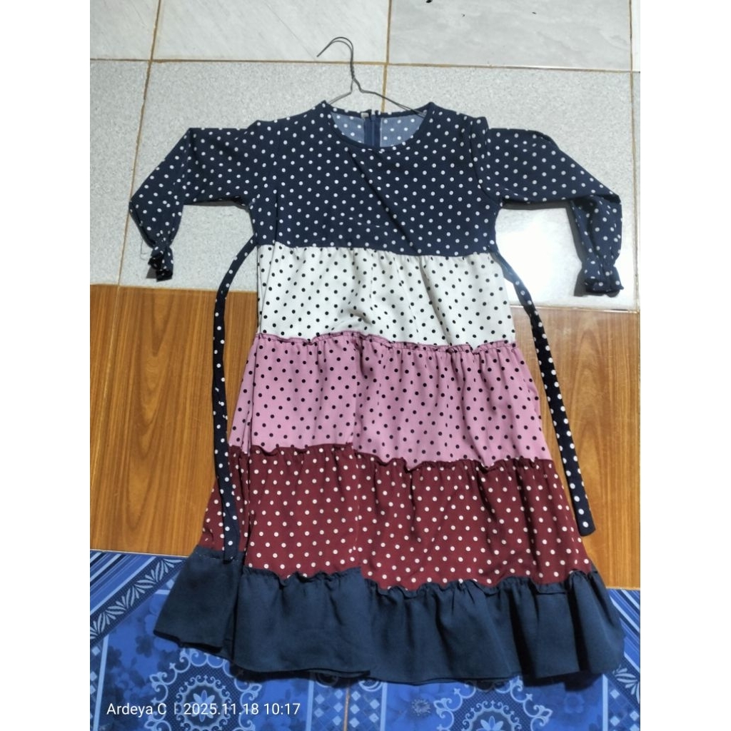 gamis anak polkadot