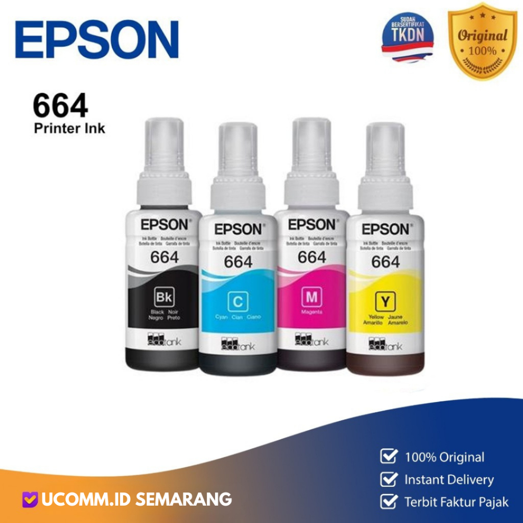 EPSON Ink 664 Tinta Epson 664 CMYK Epson L100 L110 L220 L120 L350 L360 Tinta Original