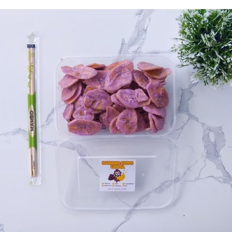 Banana chips| kripik pisang coklat lumer rasa Taro 160gr