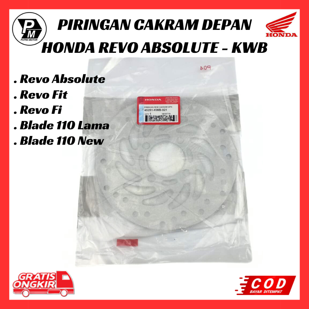 Piringan Cakram Depan Honda Revo Absolute - Revo Fit - Revo Fi - Blade 110 Lama - Blade 110 New KWB