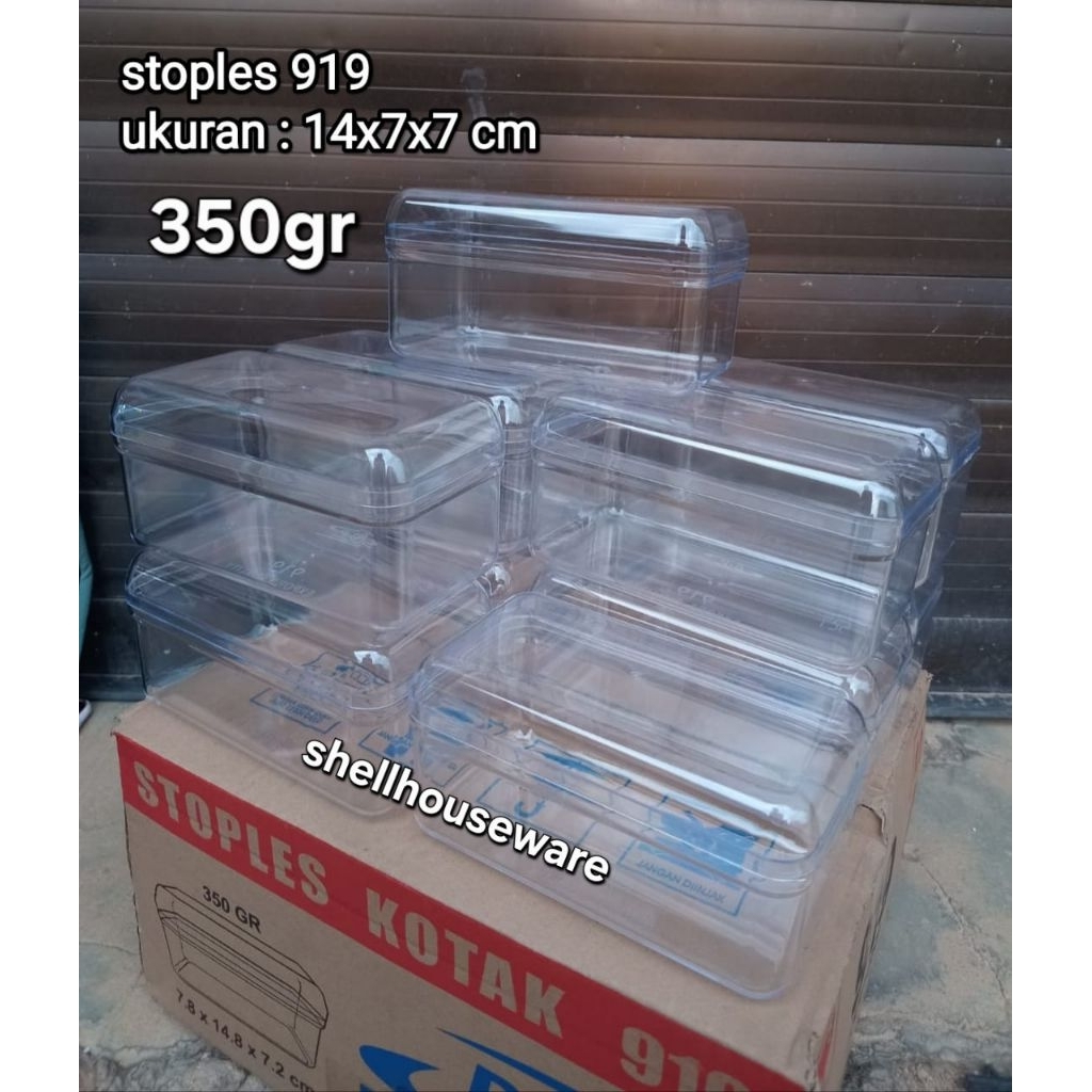 *KHUSUS BATAM* 919 STOPLES MIKA persegi panjang tutup cembung 350gram/toples kue hampers/kotak kue b